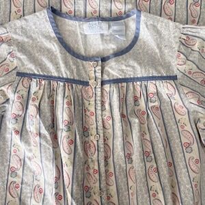 Vintage Ashley Taylor Intimates blue paisley housecoat mumu nightgown size M